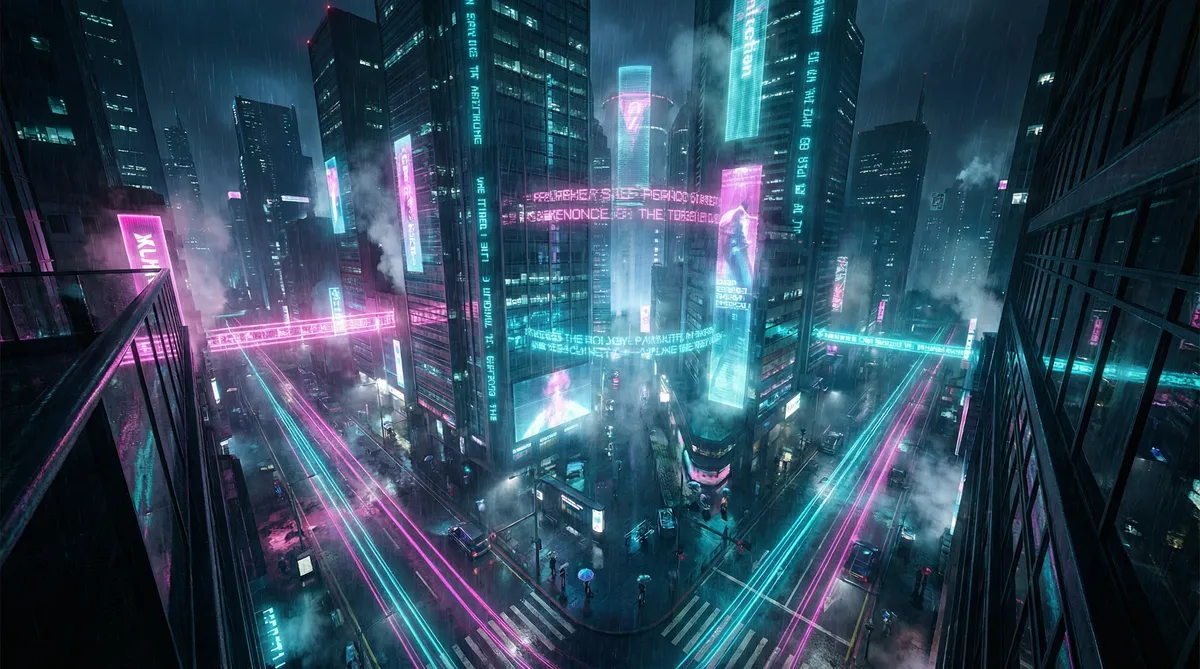 娘心电视剧全集在线观看 竖屏短剧平台首页背景 - 赛博朋克都市夜景